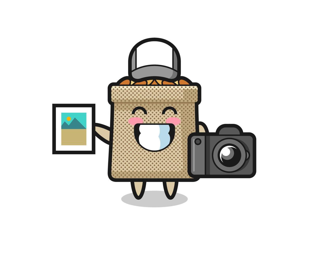 Character Illustration of wheat sack as a photographer vector