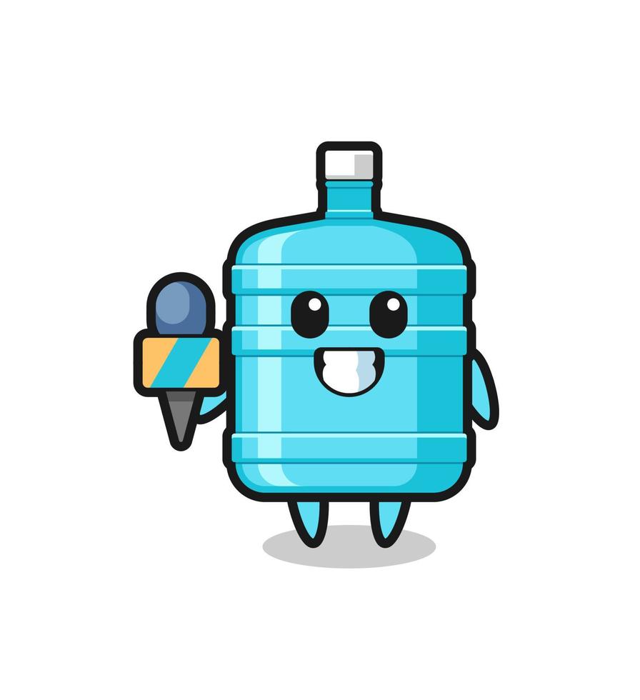 Character mascot of gallon water bottle as a news reporter vector