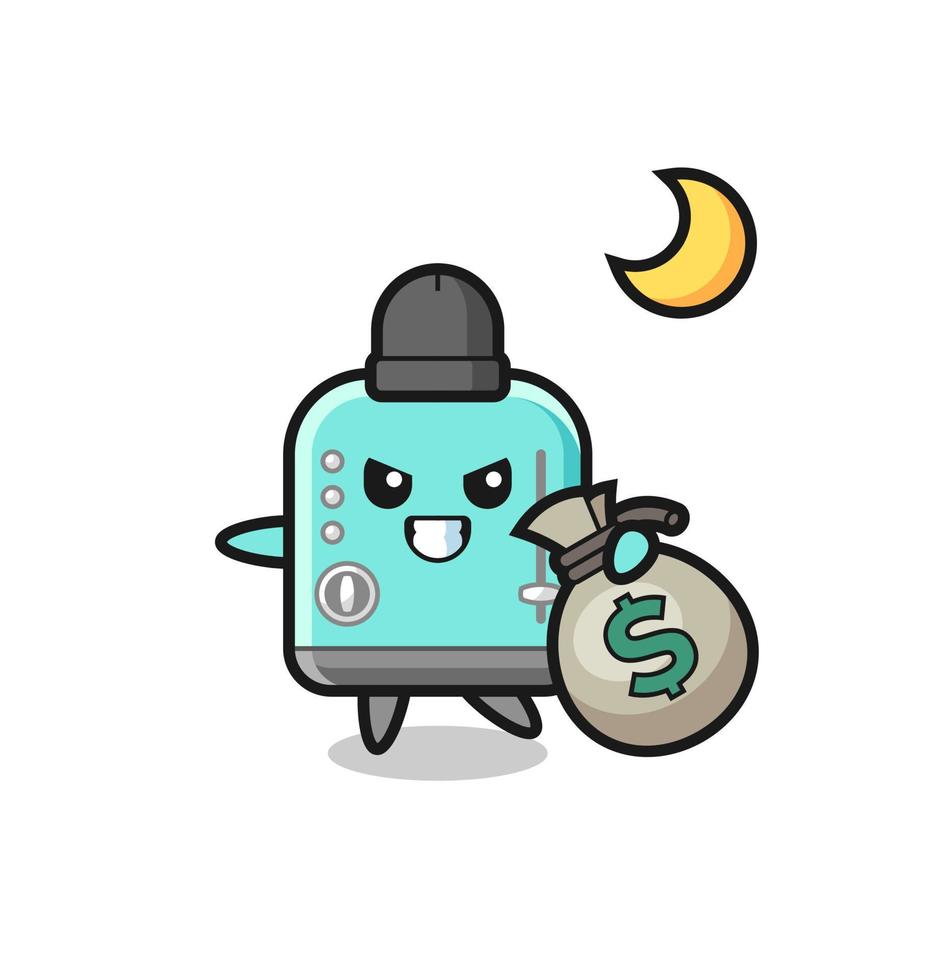 Illustration of toaster cartoon is stolen the money vector