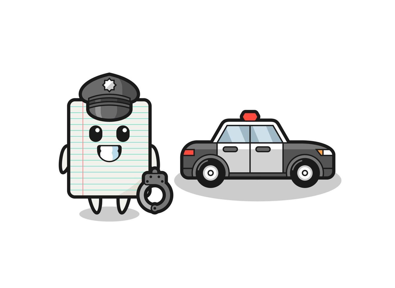 Cartoon mascot of paper as a police vector