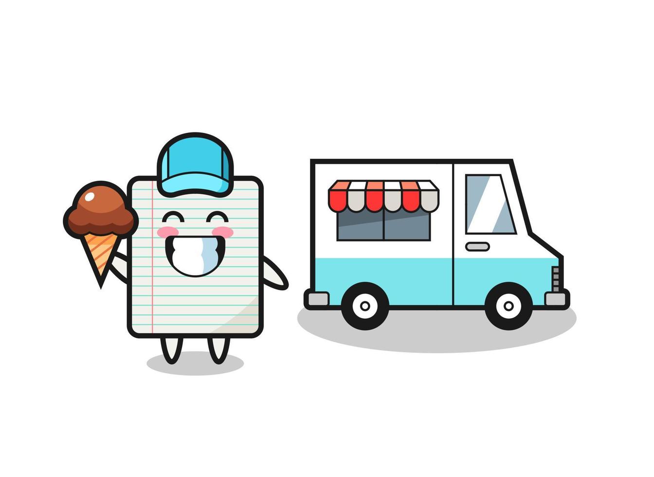 Mascot cartoon of paper with ice cream truck vector