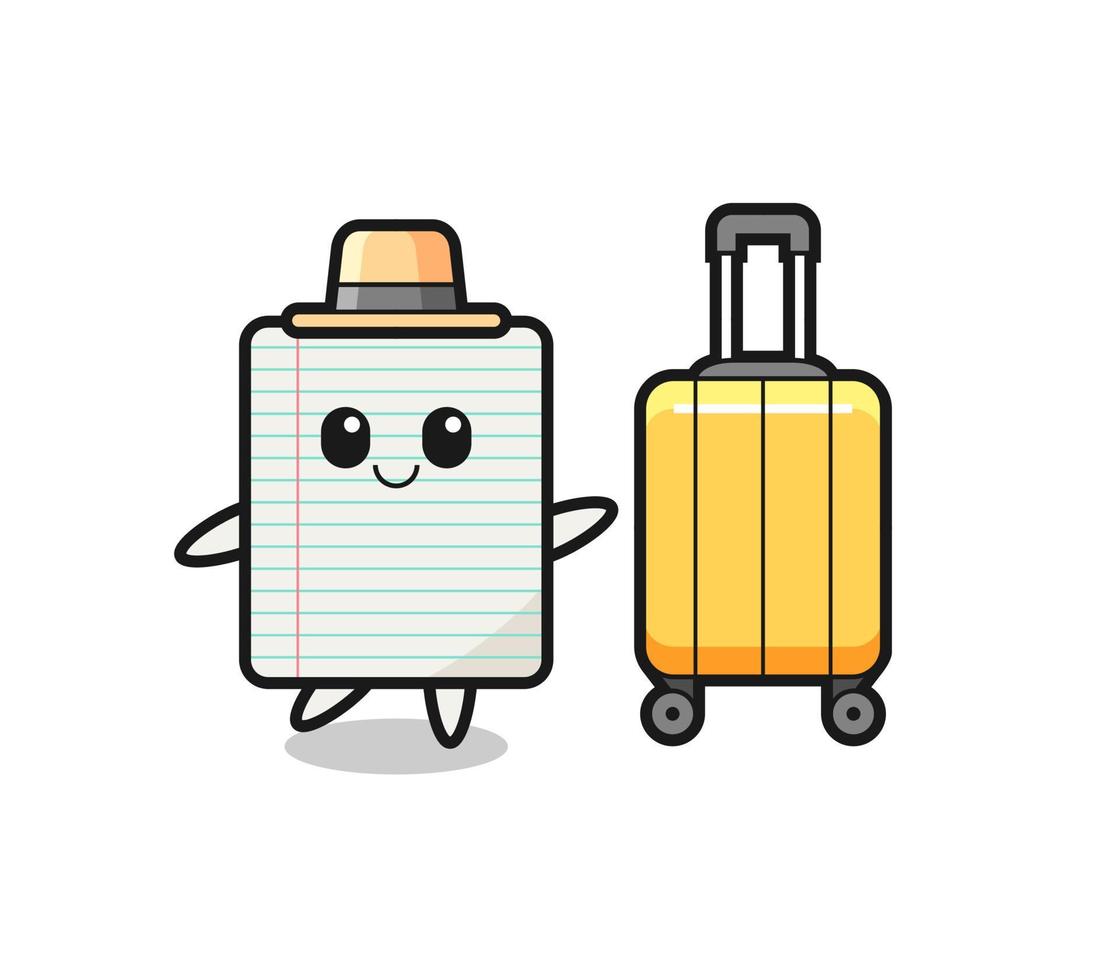 paper cartoon illustration with luggage on vacation vector