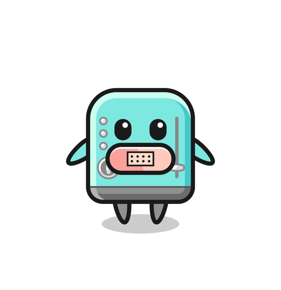 Cartoon Illustration of toaster with tape on mouth vector