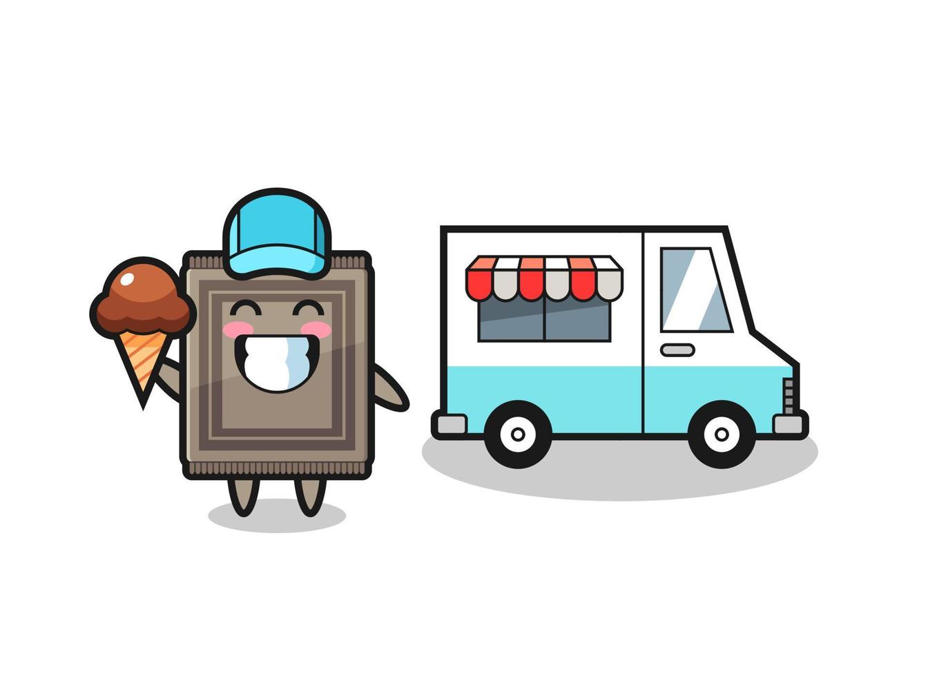 Mascot cartoon of carpet with ice cream truck vector
