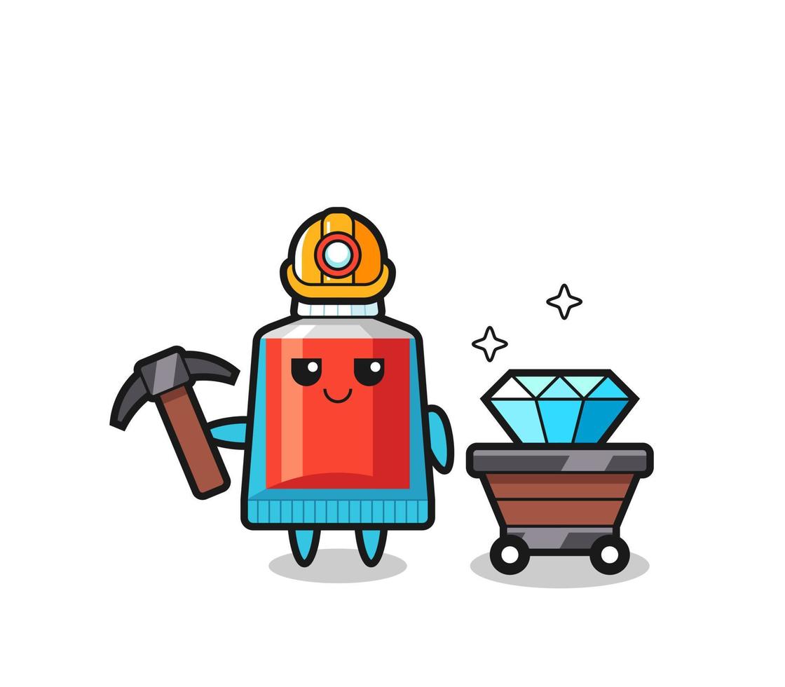Character Illustration of toothpaste as a miner vector