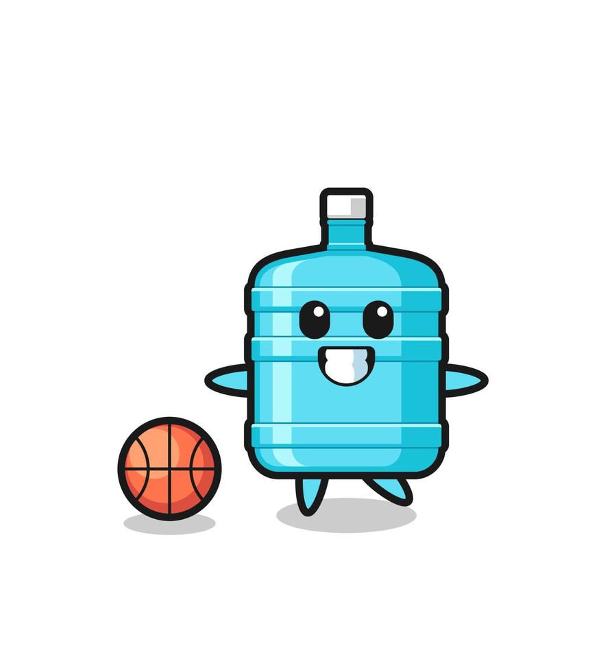 Illustration of gallon water bottle cartoon is playing basketball vector