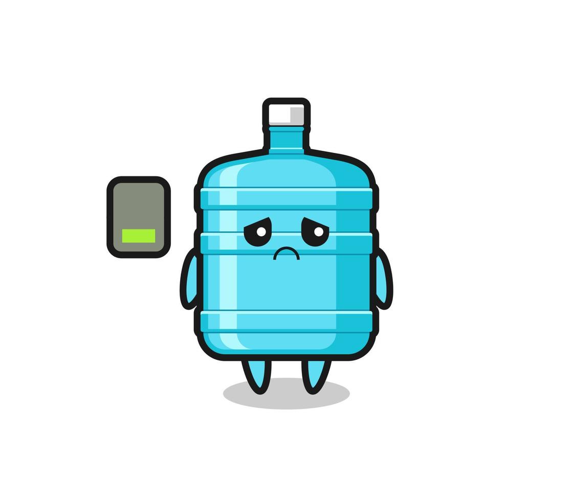 personaje de mascota de botella de agua de galón haciendo un gesto cansado vector