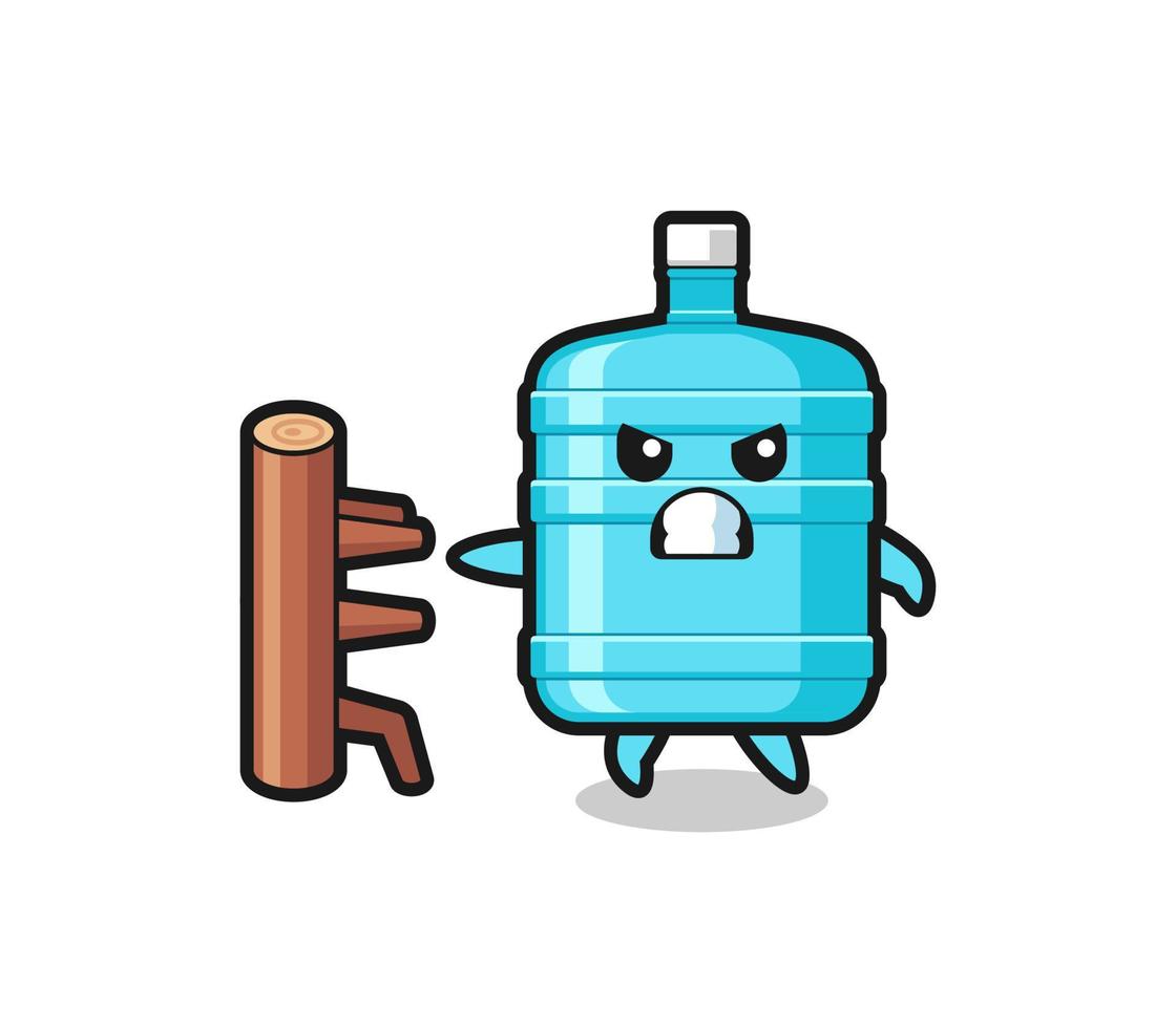 gallon water bottle cartoon illustration as a karate fighter vector