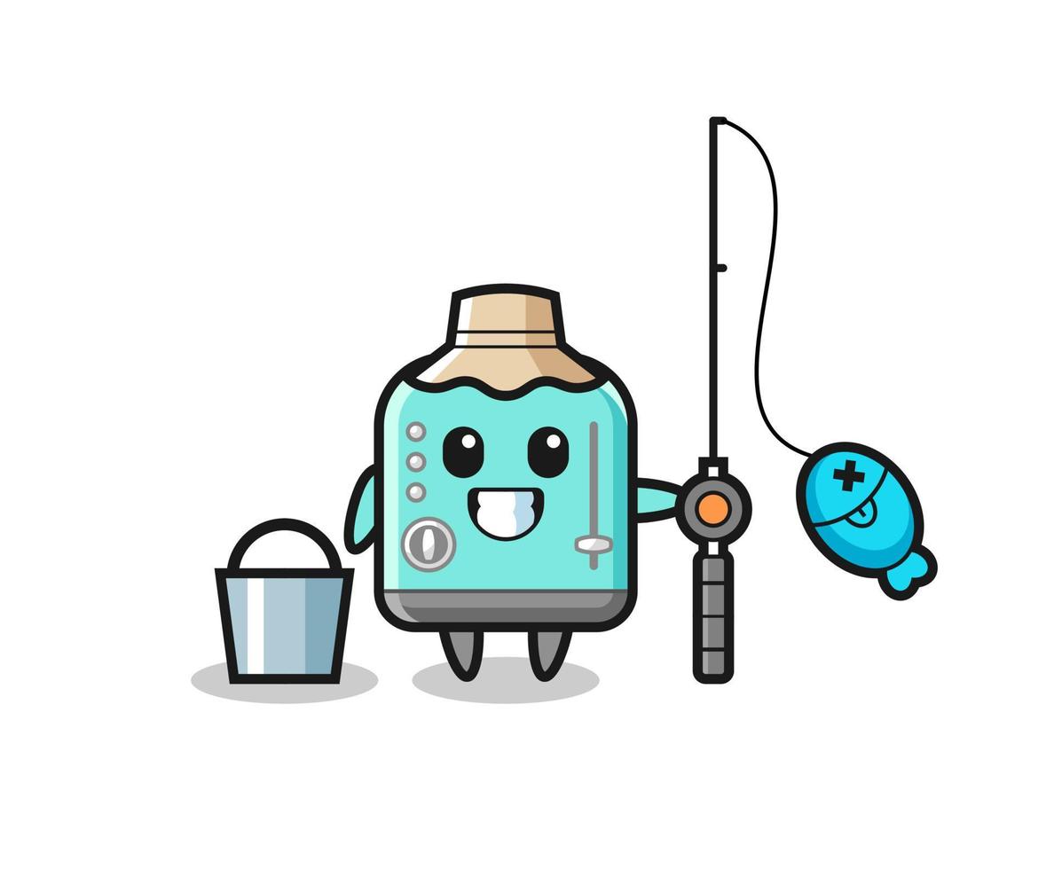 Mascot character of toaster as a fisherman vector