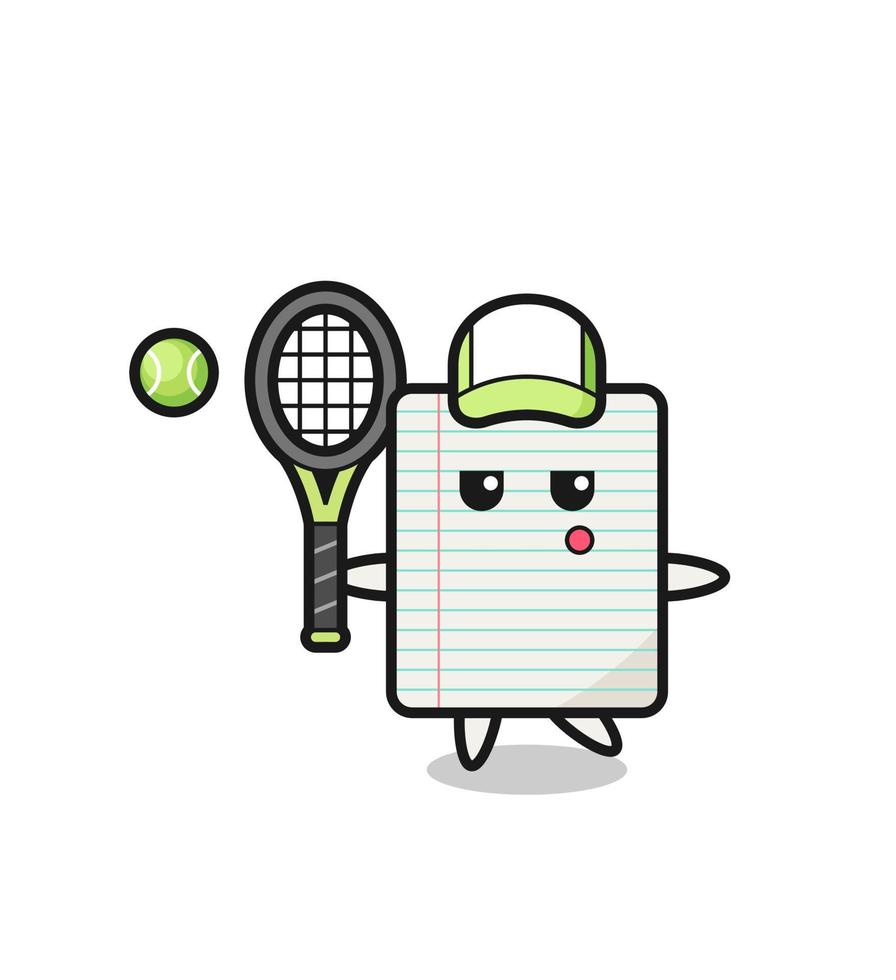 Cartoon character of paper as a tennis player vector
