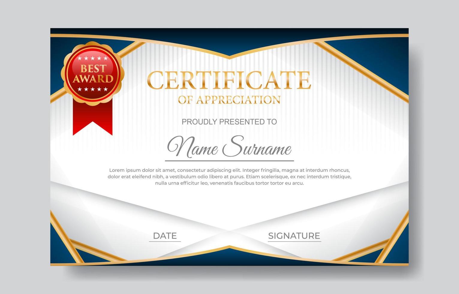 Modern Certificate of Appreciation Template vector