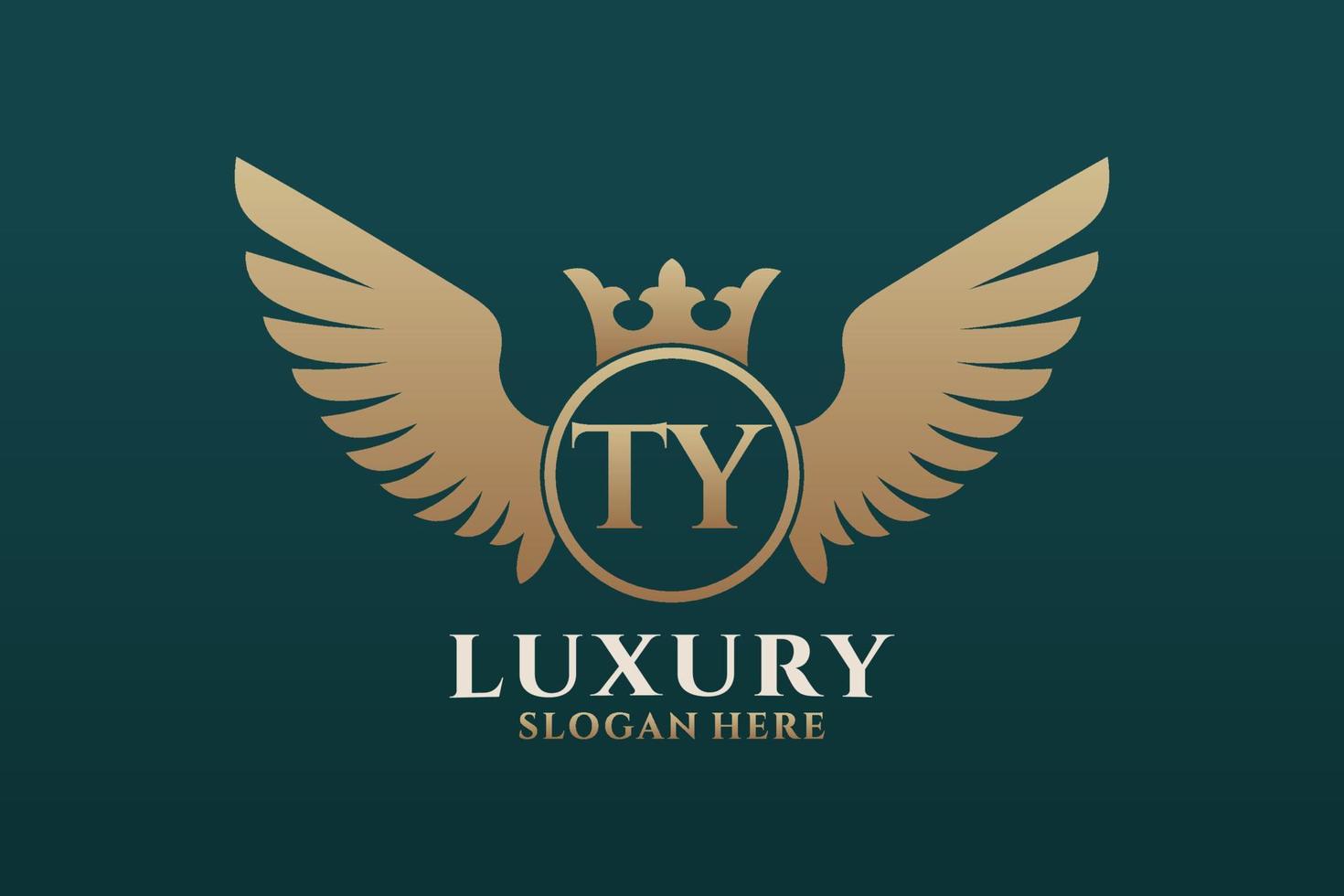 Luxury royal wing Letter TY crest Gold color Logo vector, Victory logo, crest logo, wing logo, vector logo template.
