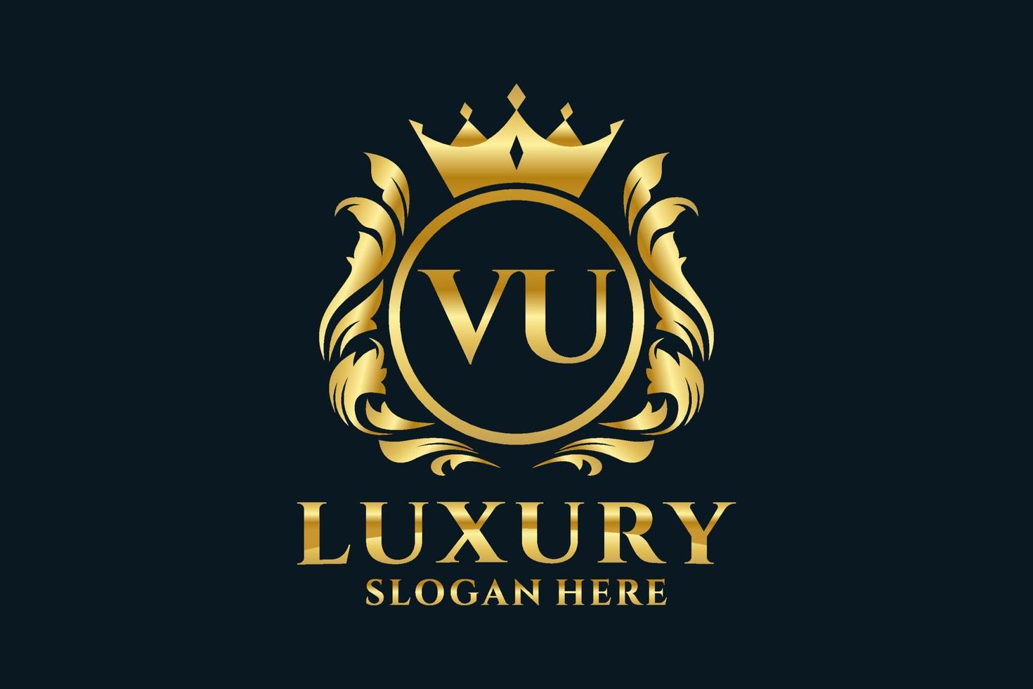 Initial VU Letter Royal Luxury Logo template in vector art for luxurious branding projects and other vector illustration.