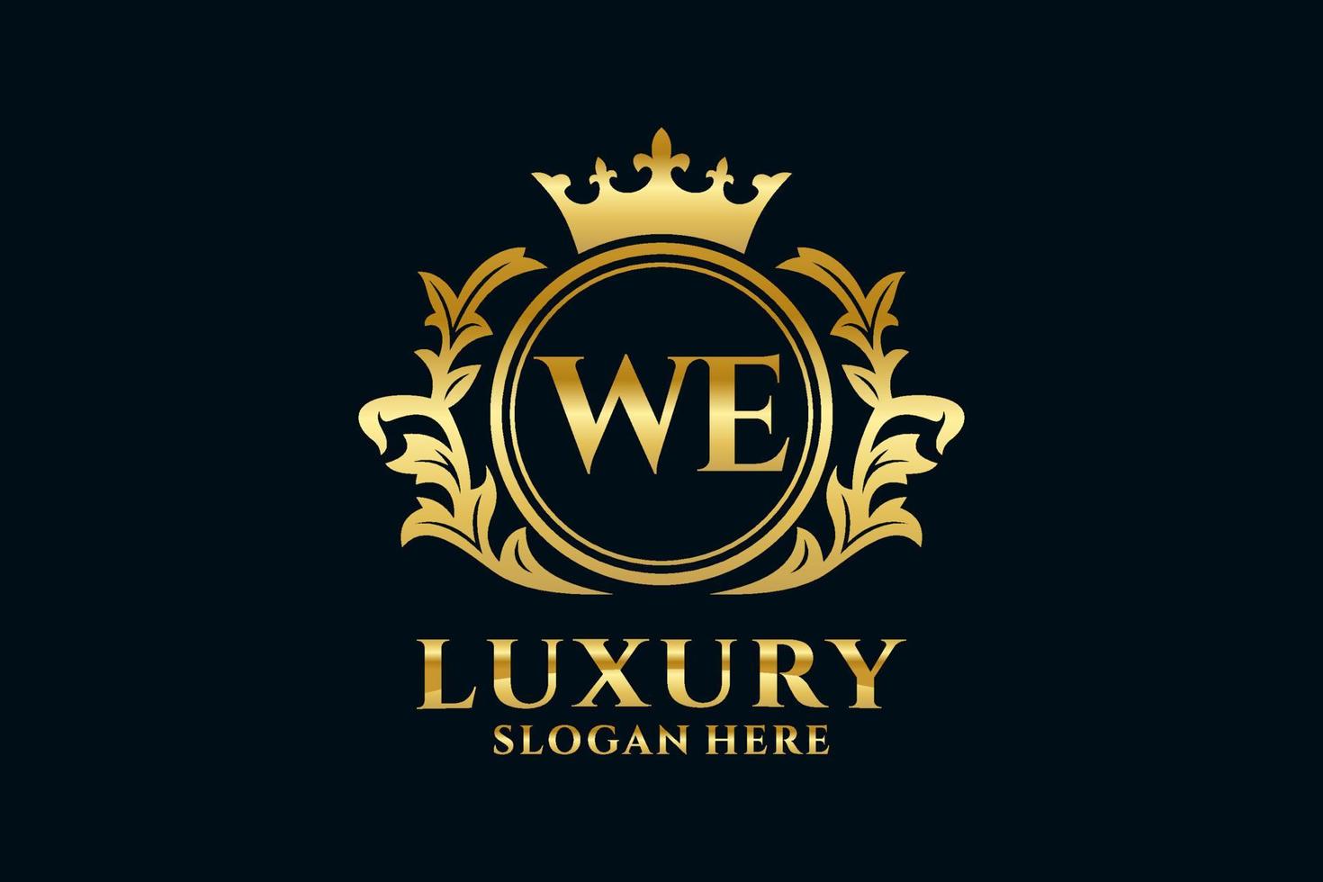Initial WE Letter Royal Luxury Logo template in vector art for luxurious branding projects and other vector illustration.