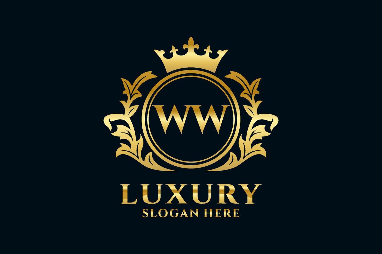 Initial WW Letter Royal Luxury Logo template in vector art for luxurious branding projects and other vector illustration.