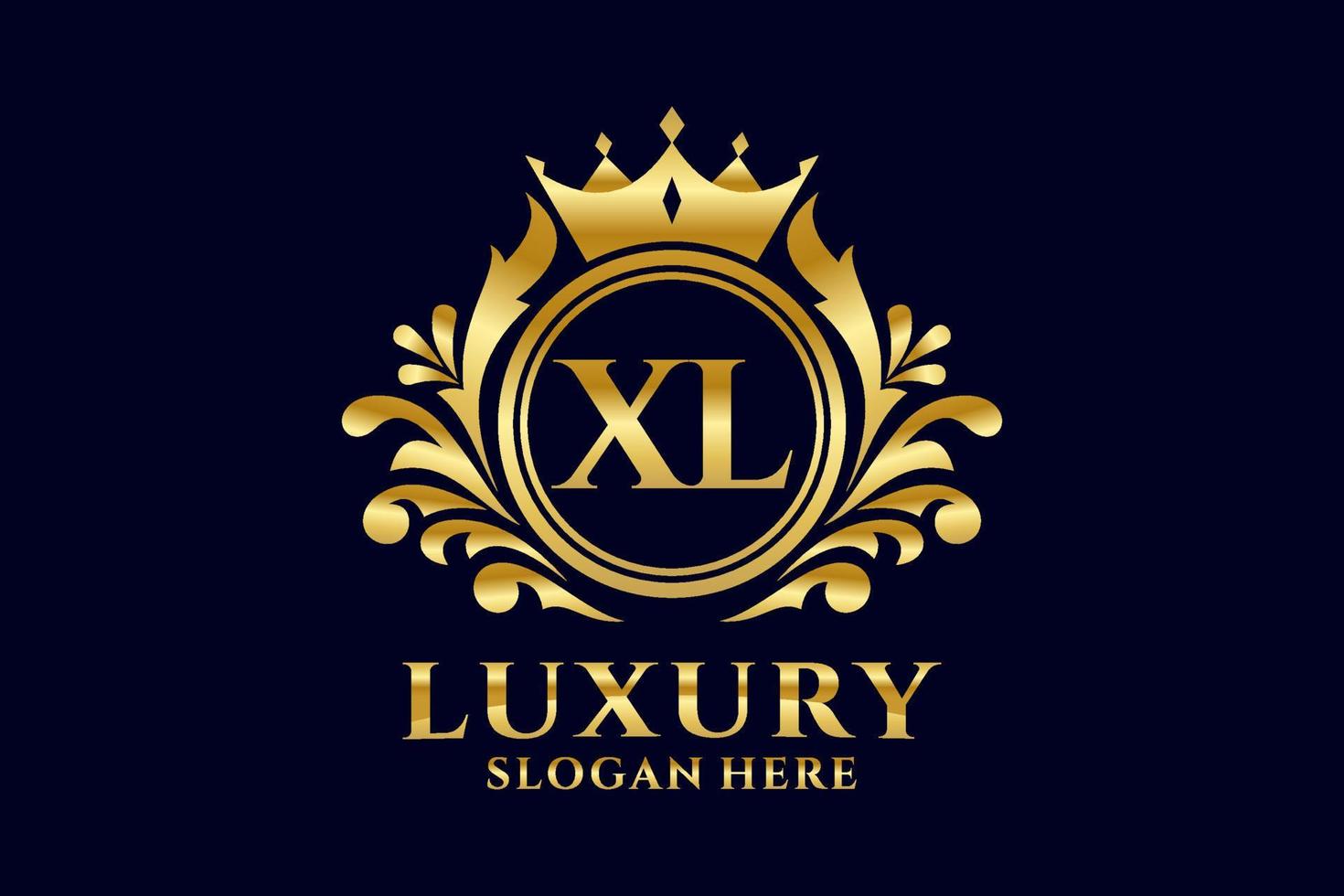 Initial XL Letter Royal Luxury Logo template in vector art for luxurious branding projects and other vector illustration.