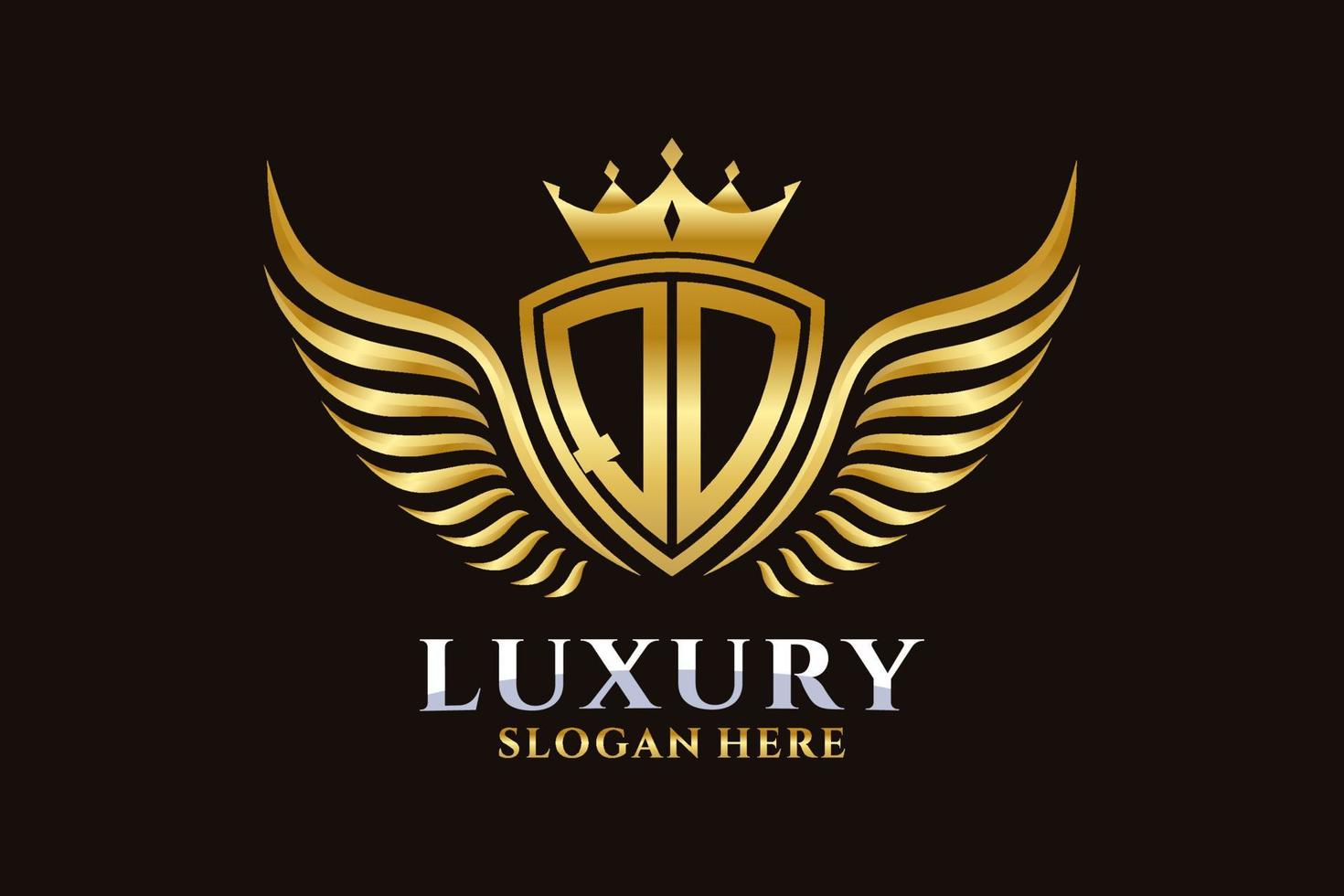 Luxury royal wing Letter QD crest Gold color Logo vector, Victory logo, crest logo, wing logo, vector logo template.