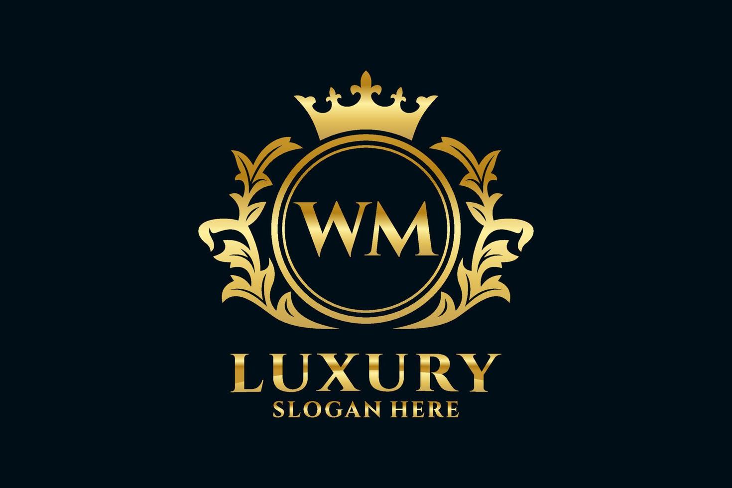 Initial WM Letter Royal Luxury Logo template in vector art for luxurious branding projects and other vector illustration.