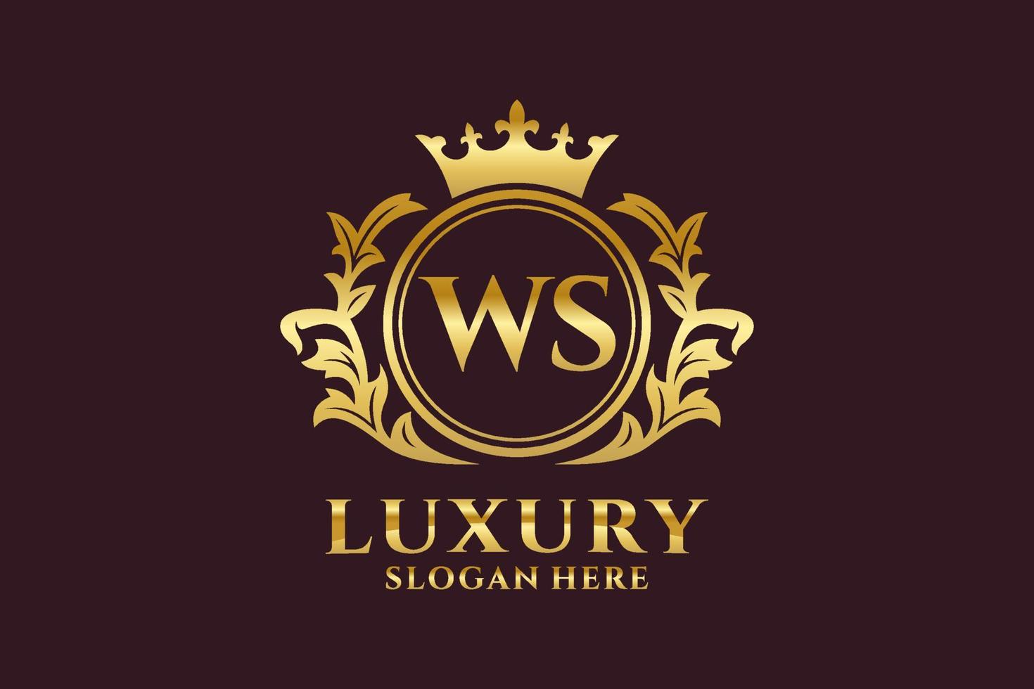 Initial WS Letter Royal Luxury Logo template in vector art for luxurious branding projects and other vector illustration.