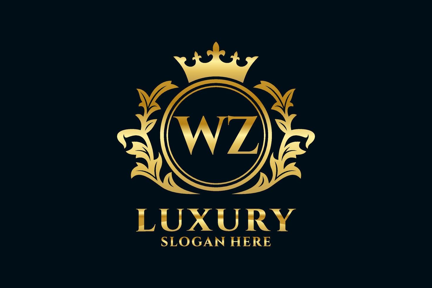 Initial WZ Letter Royal Luxury Logo template in vector art for luxurious branding projects and other vector illustration.
