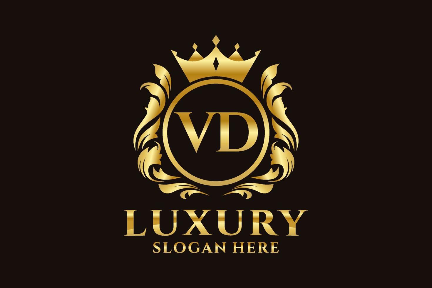 Initial VD Letter Royal Luxury Logo template in vector art for luxurious branding projects and other vector illustration.