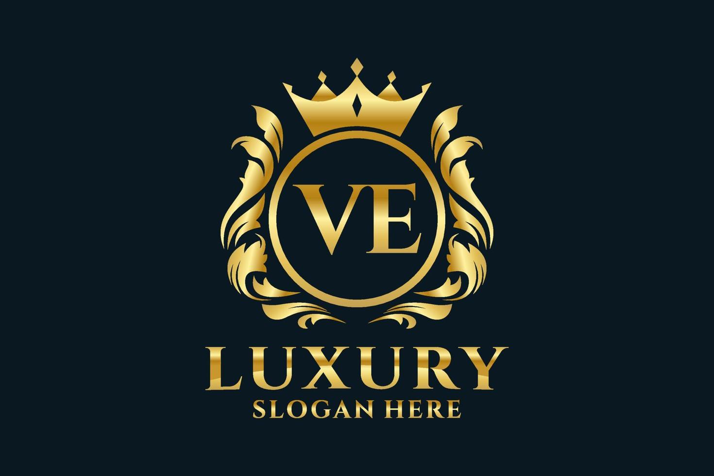 Initial VE Letter Royal Luxury Logo template in vector art for luxurious branding projects and other vector illustration.