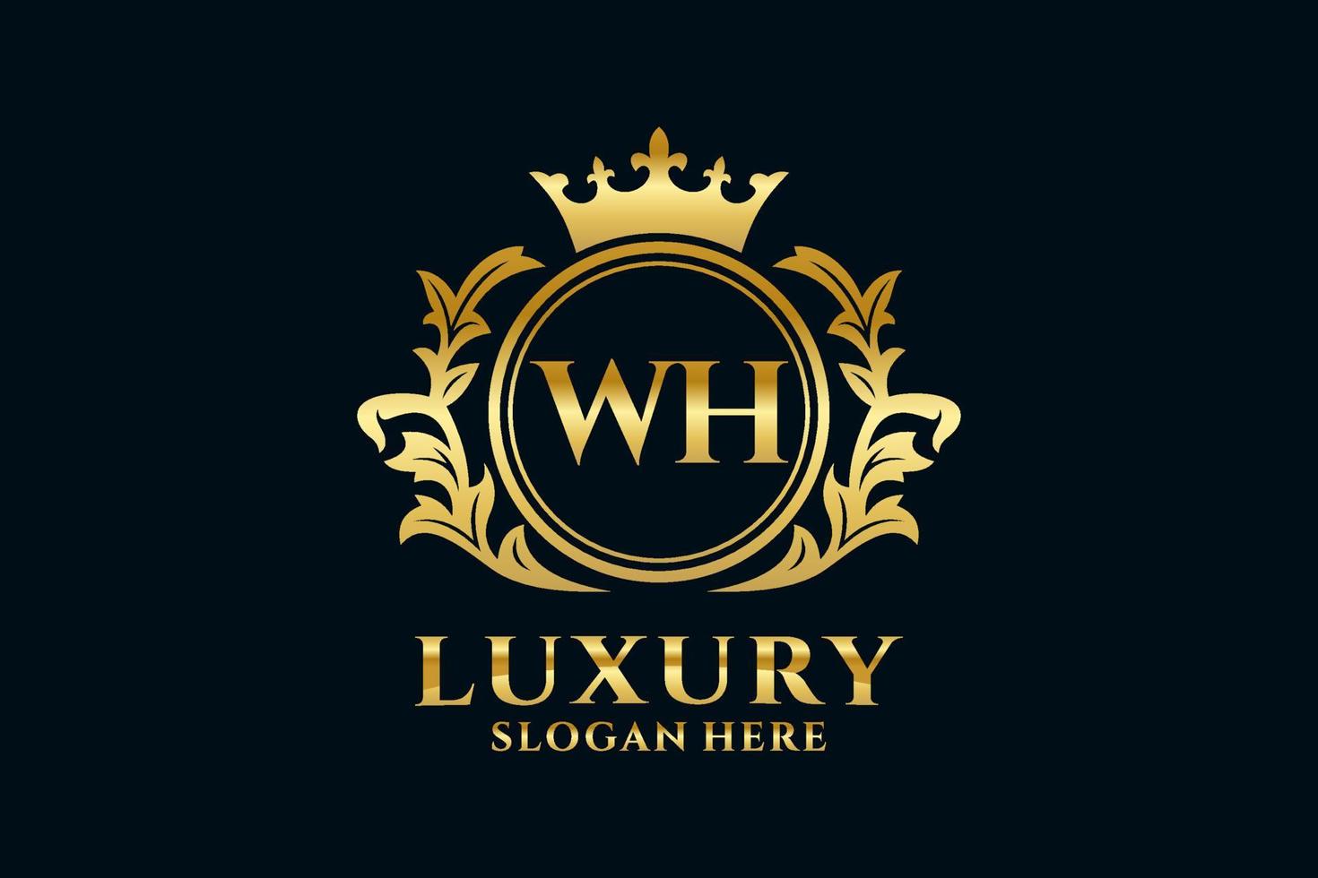 Initial WH Letter Royal Luxury Logo template in vector art for luxurious branding projects and other vector illustration.