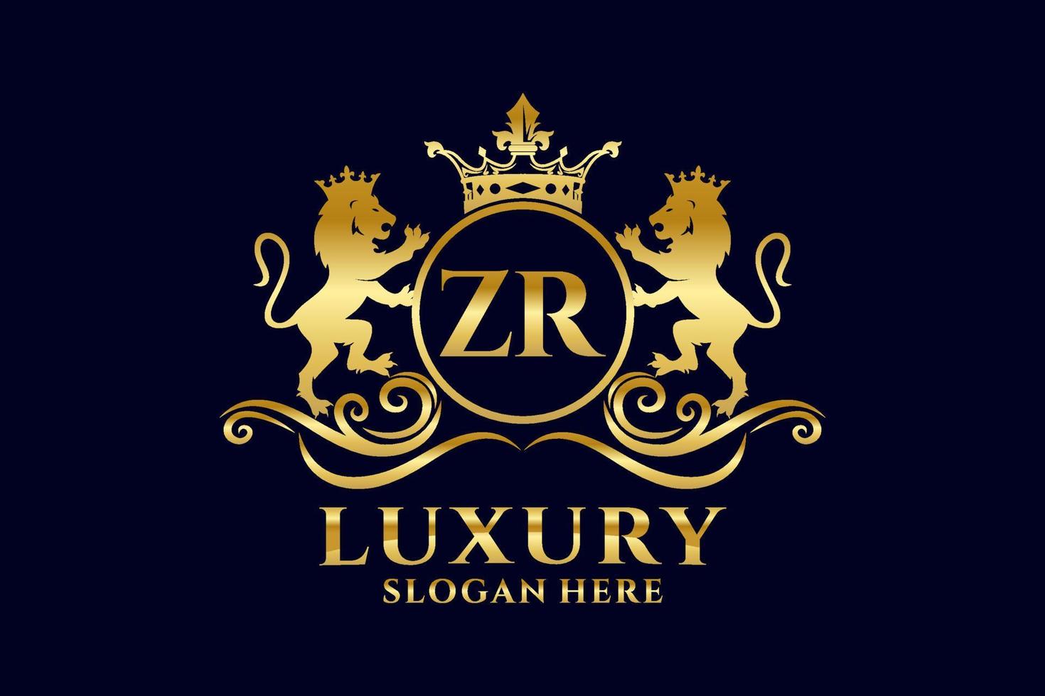 Initial ZR Letter Lion Royal Luxury Logo template in vector art for luxurious branding projects and other vector illustration.