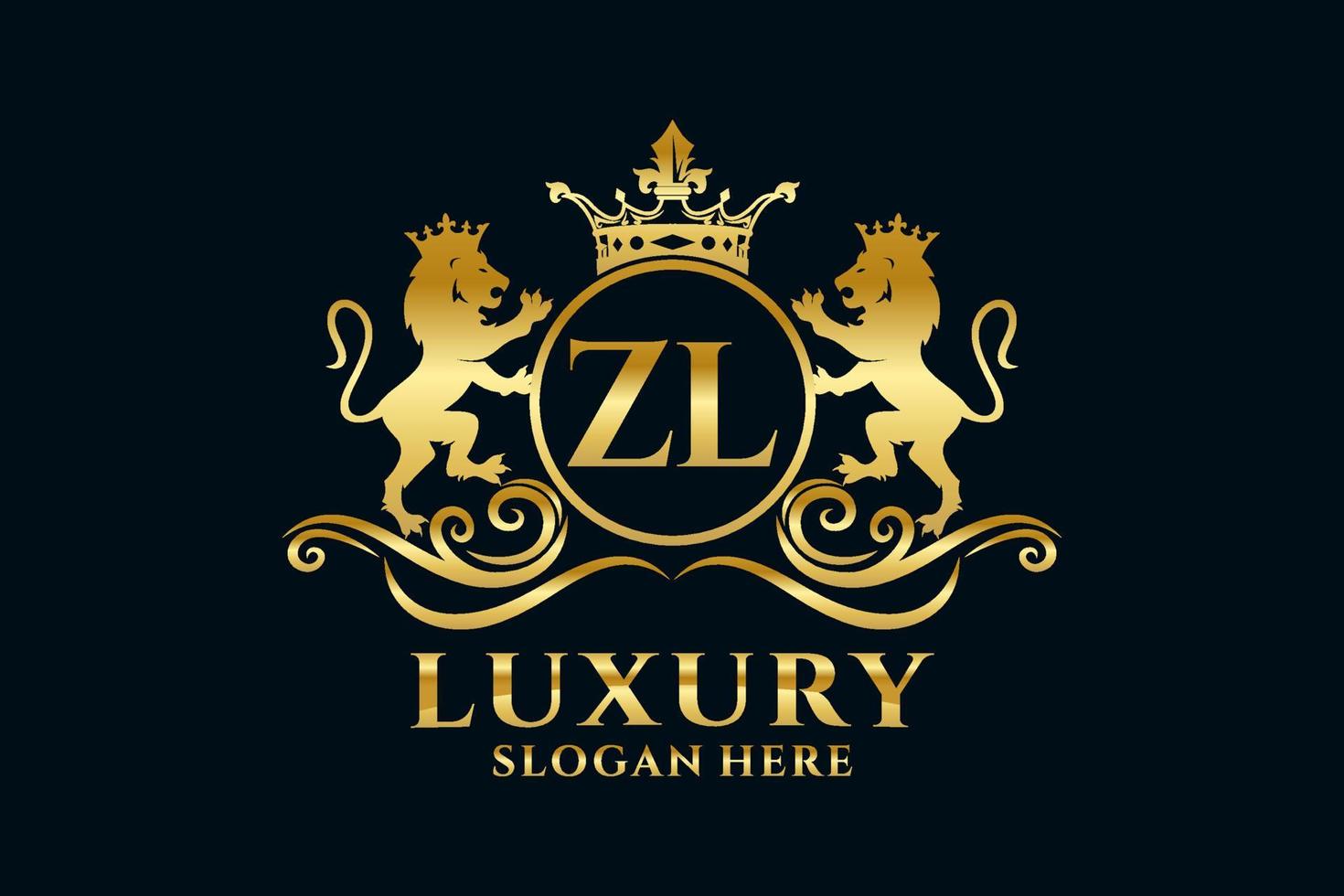 Initial ZL Letter Lion Royal Luxury Logo template in vector art for luxurious branding projects and other vector illustration.