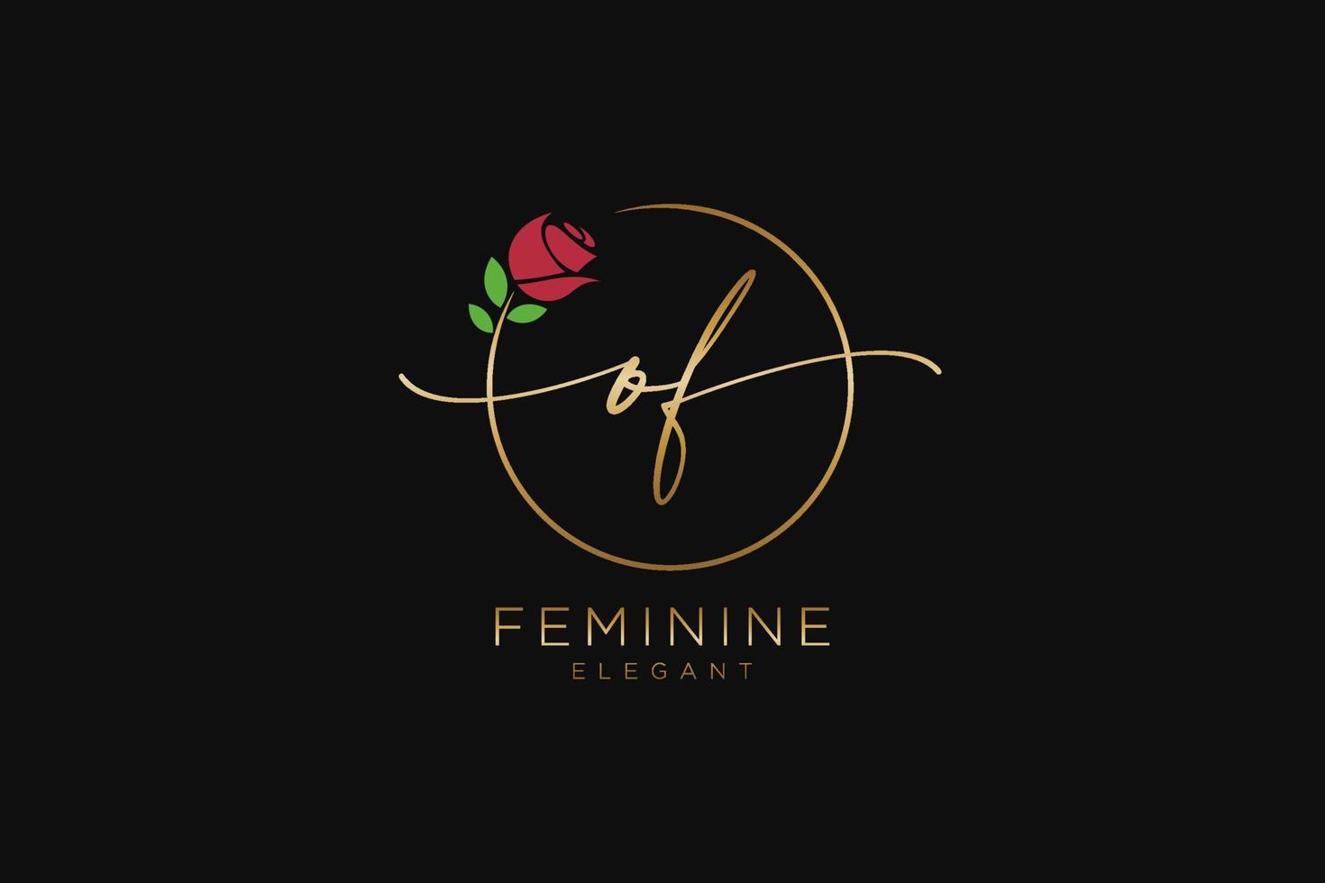 initial OF Feminine logo beauty monogram and elegant logo design, handwriting logo of initial signature, wedding, fashion, floral and botanical with creative template.. vector