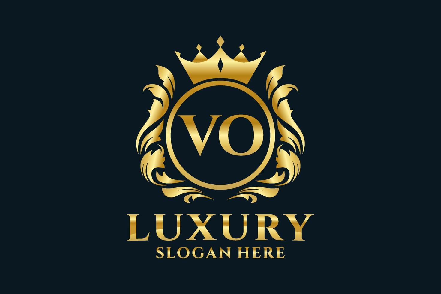 Initial VO Letter Royal Luxury Logo template in vector art for luxurious branding projects and other vector illustration.