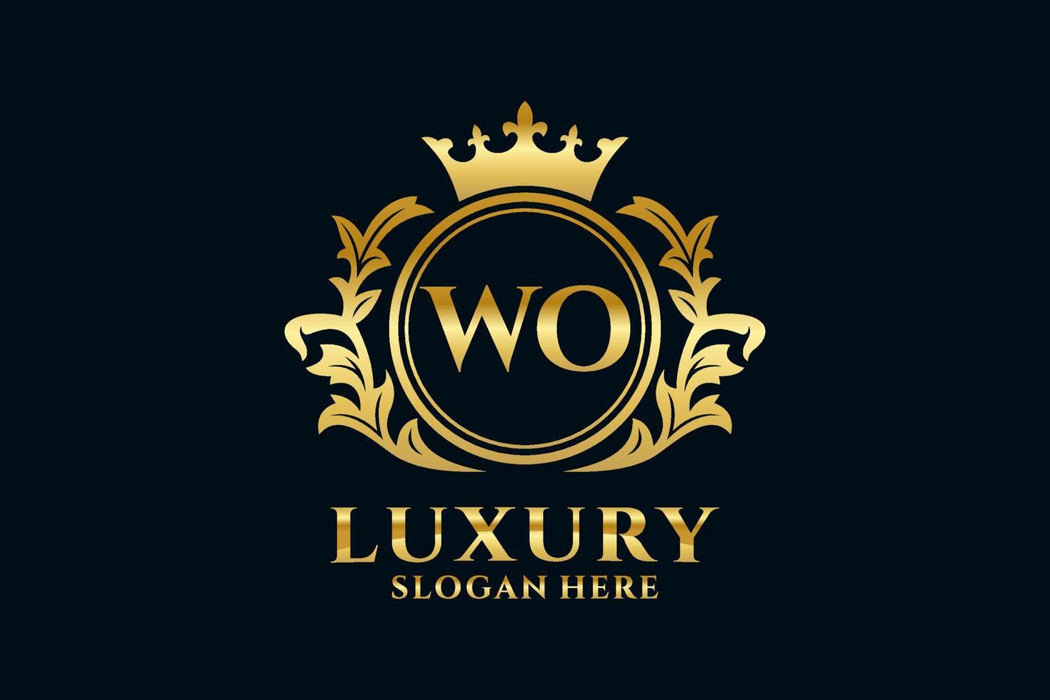 Initial WO Letter Royal Luxury Logo template in vector art for luxurious branding projects and other vector illustration.