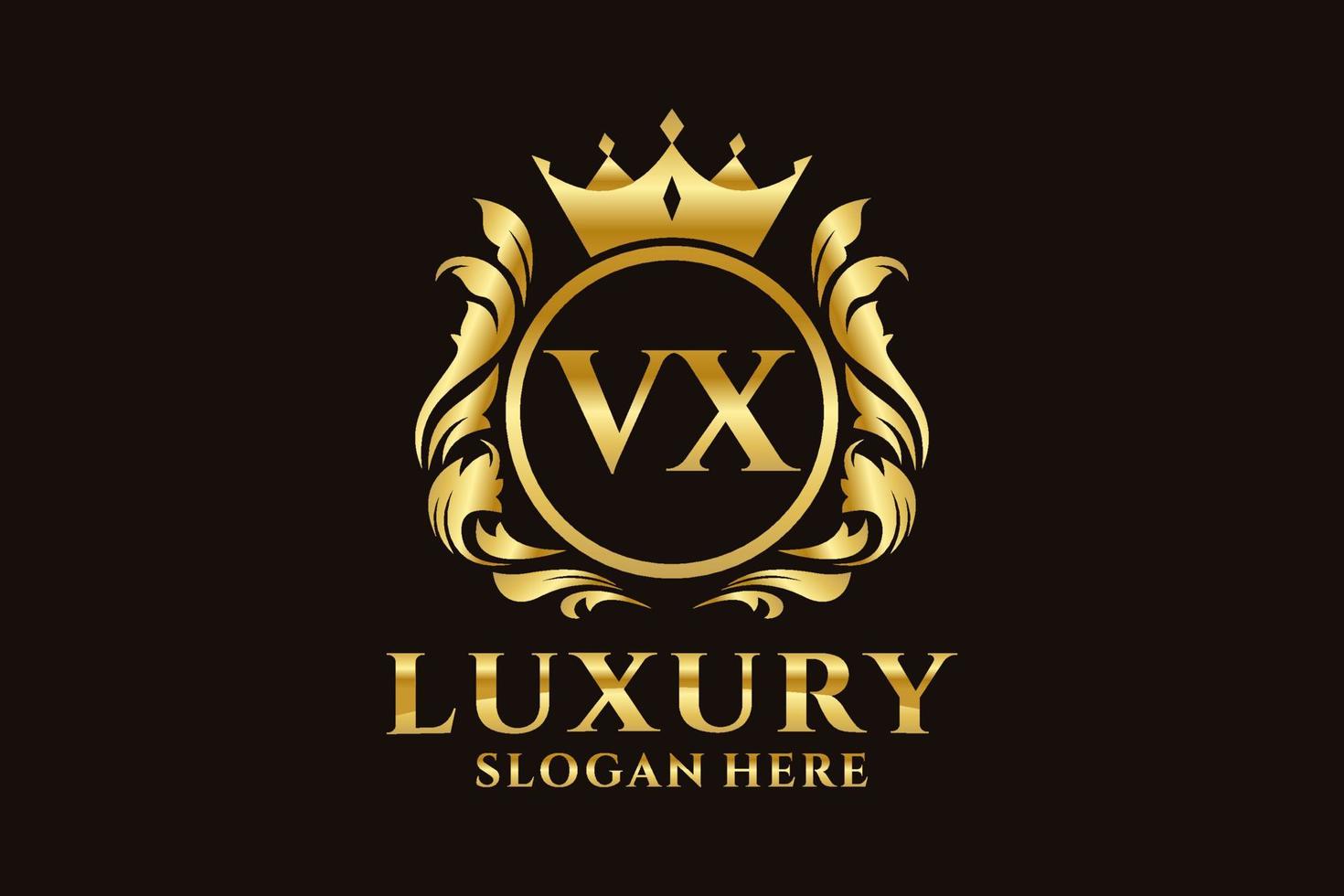 Initial VX Letter Royal Luxury Logo template in vector art for luxurious branding projects and other vector illustration.