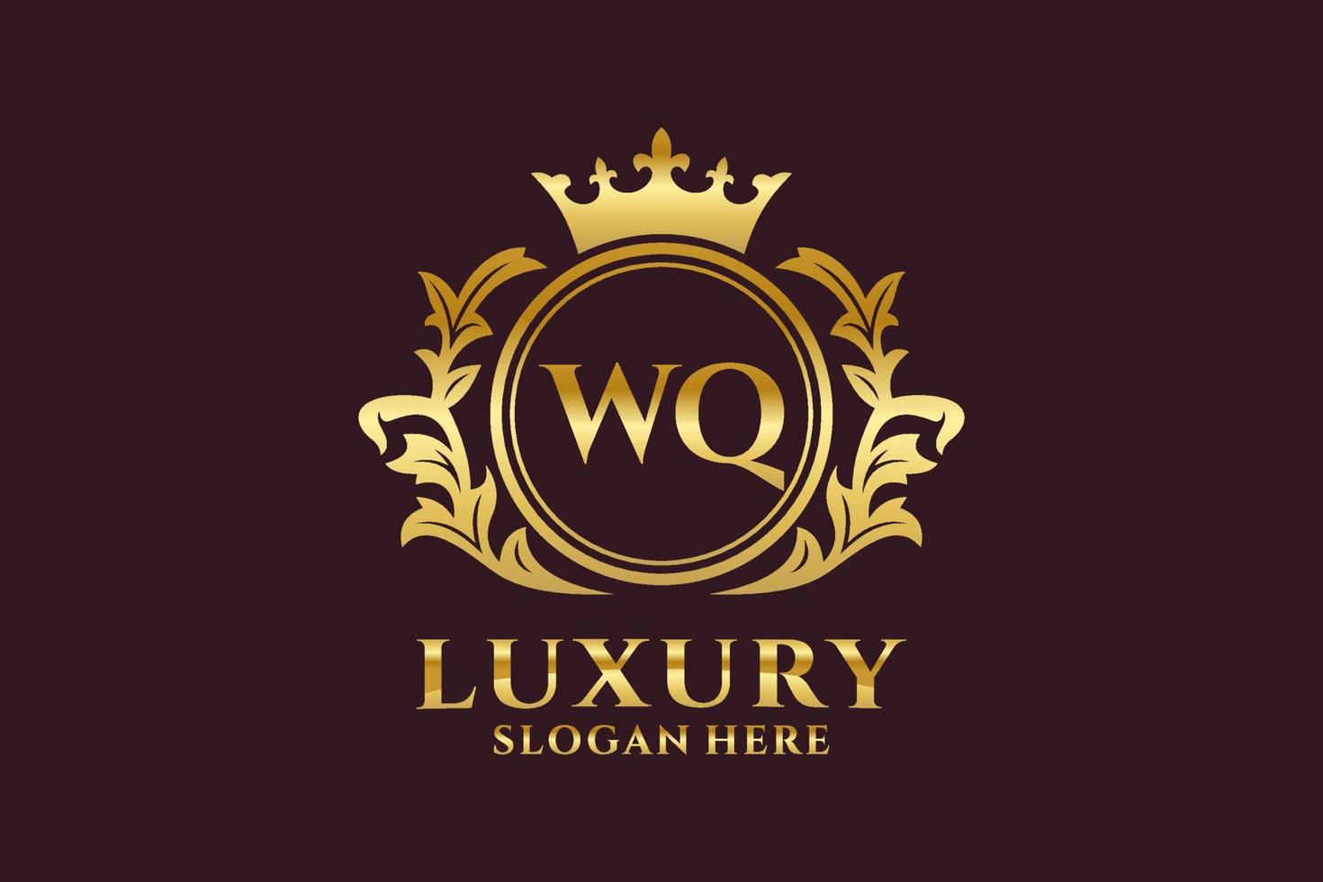 Initial WQ Letter Royal Luxury Logo template in vector art for luxurious branding projects and other vector illustration.