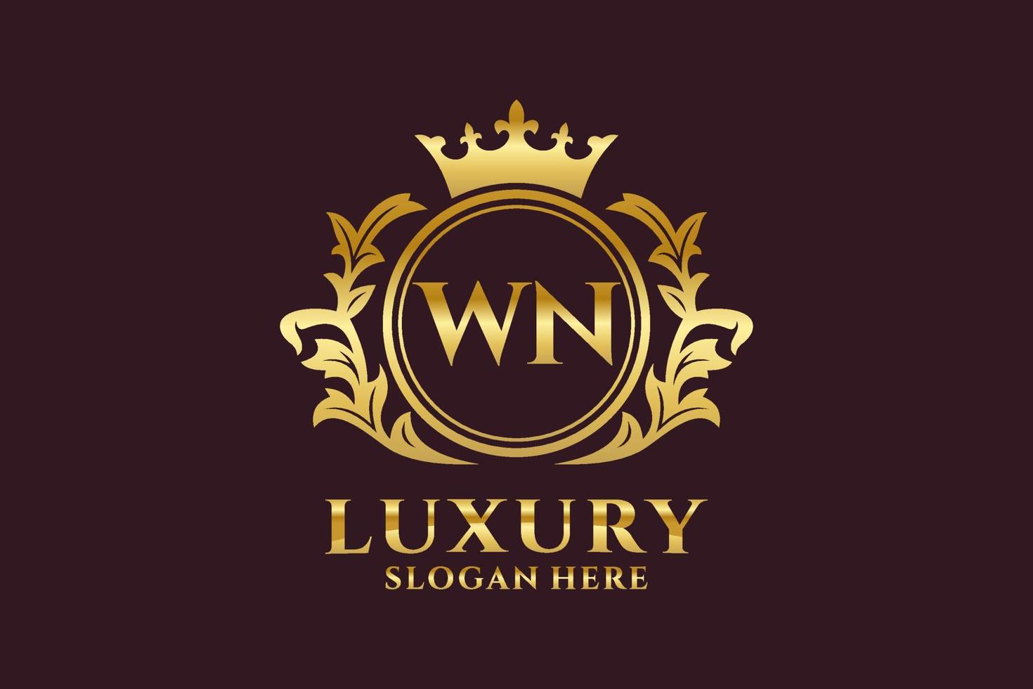 Initial WN Letter Royal Luxury Logo template in vector art for luxurious branding projects and other vector illustration.