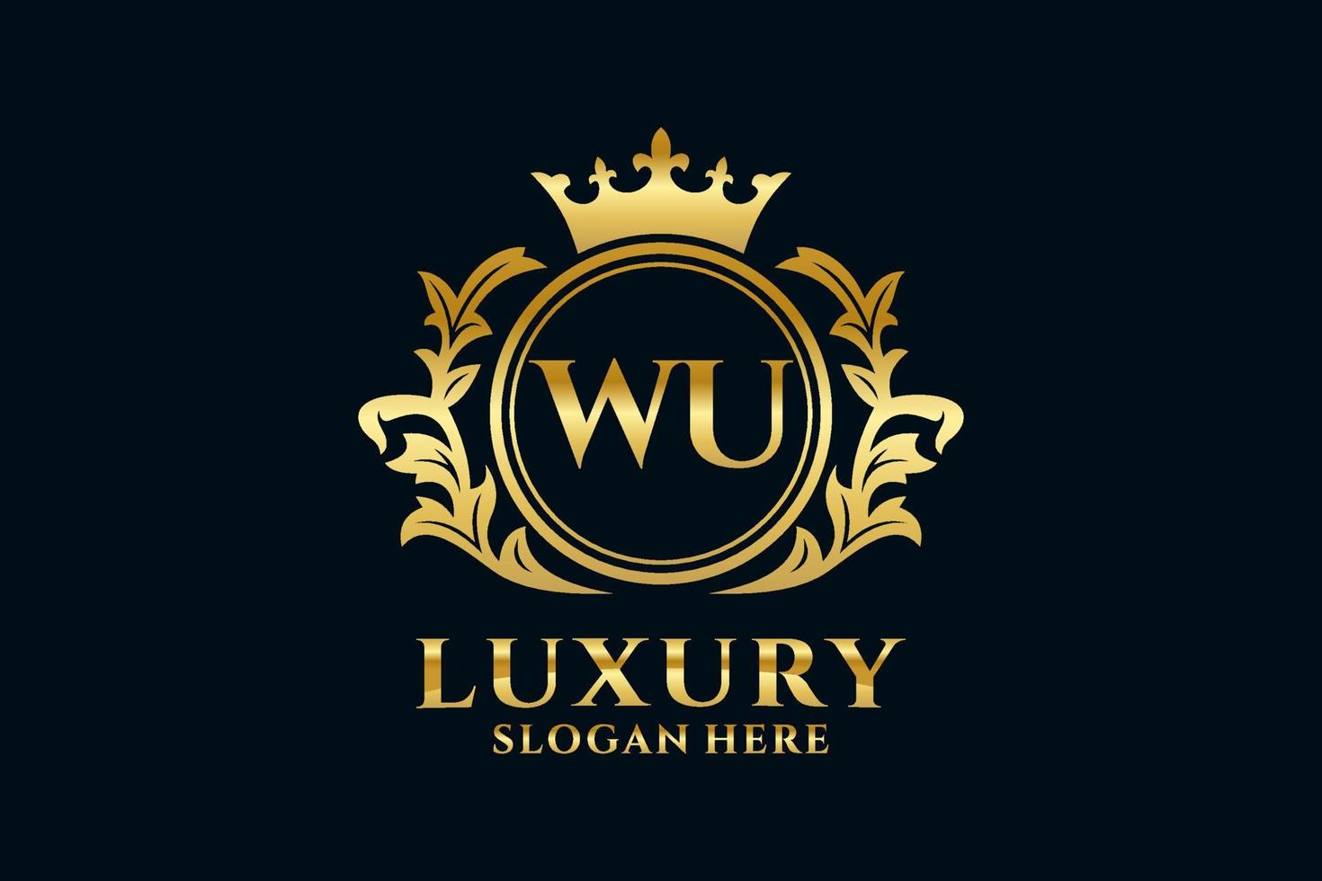 Initial WU Letter Royal Luxury Logo template in vector art for luxurious branding projects and other vector illustration.