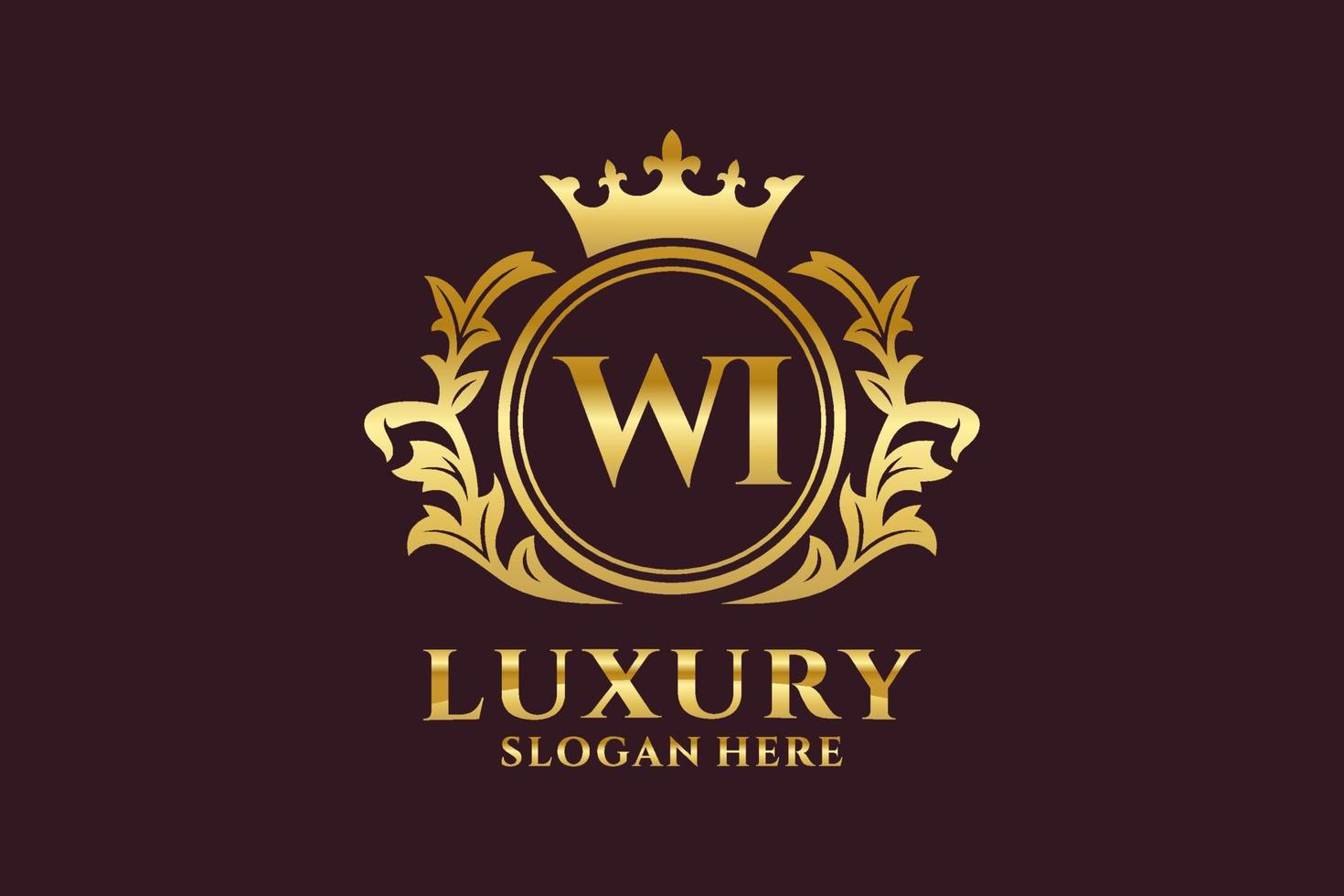 plantilla de logotipo de lujo real con letra wi inicial en arte vectorial para proyectos de marca de lujo y otras ilustraciones vectoriales. vector