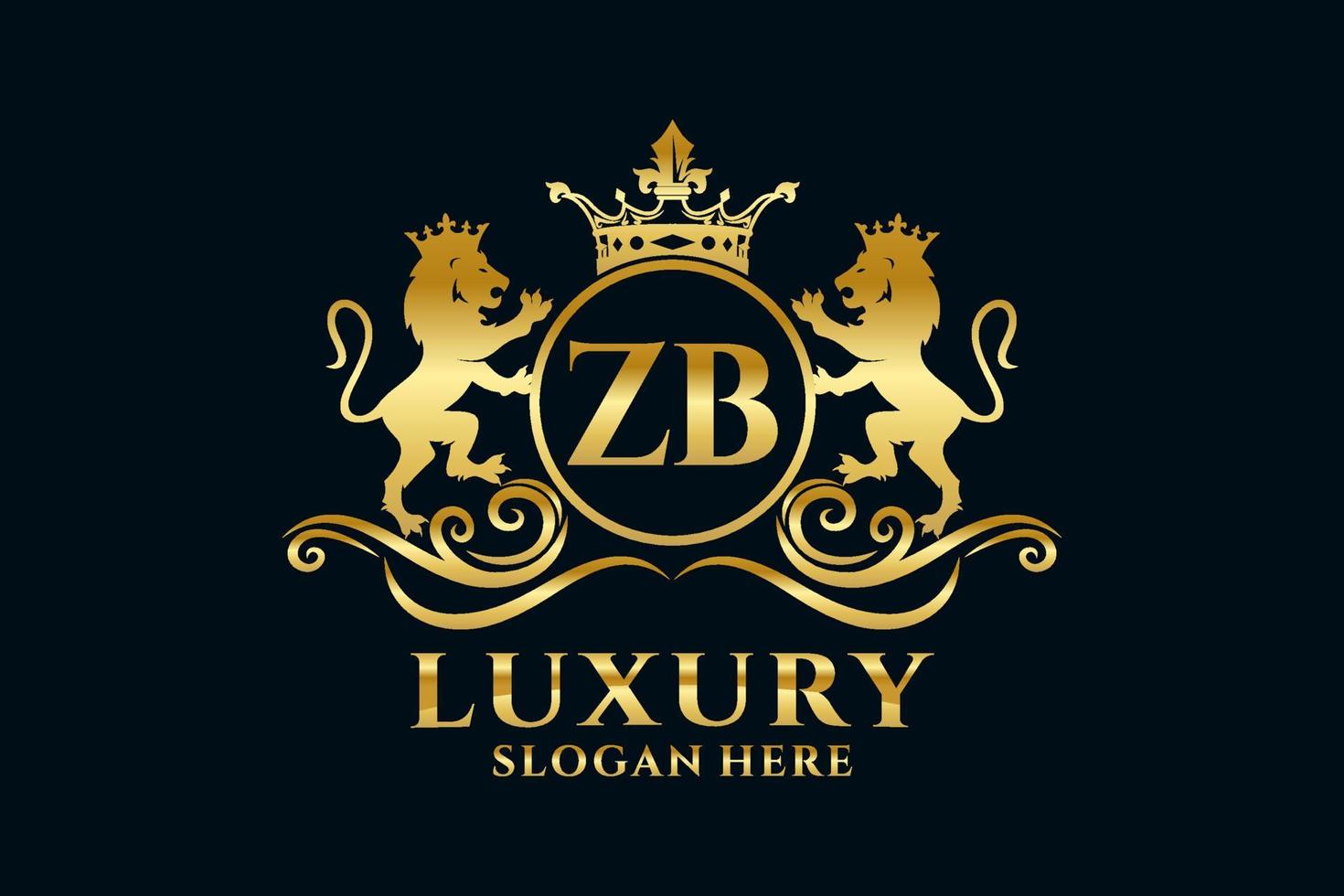 Initial ZB Letter Lion Royal Luxury Logo template in vector art for luxurious branding projects and other vector illustration.