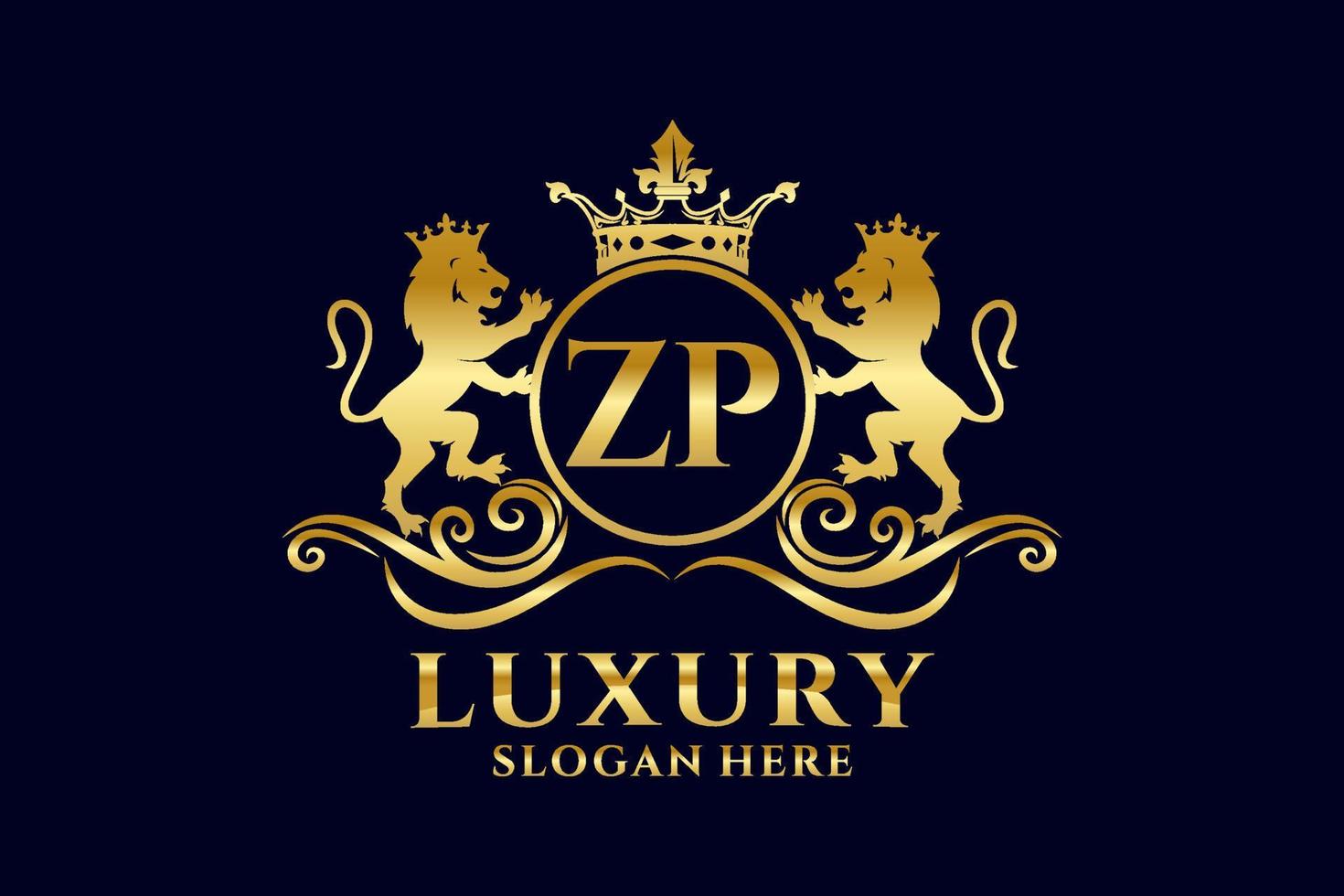 Initial ZP Letter Lion Royal Luxury Logo template in vector art for luxurious branding projects and other vector illustration.