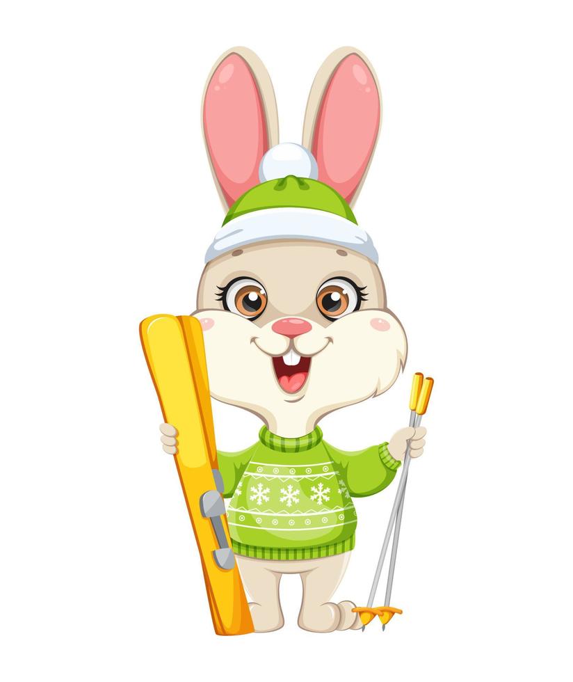 Cute Rabbit cartoon character. Funny bunny vector