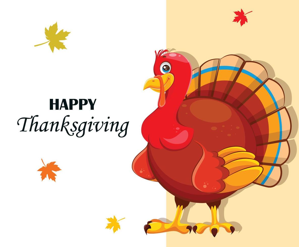 Happy Thanksgiving day. Cartoon turkey bird vector