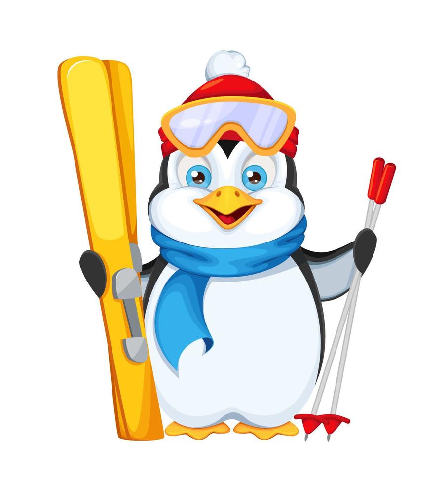 Funny penguin cartoon character vector