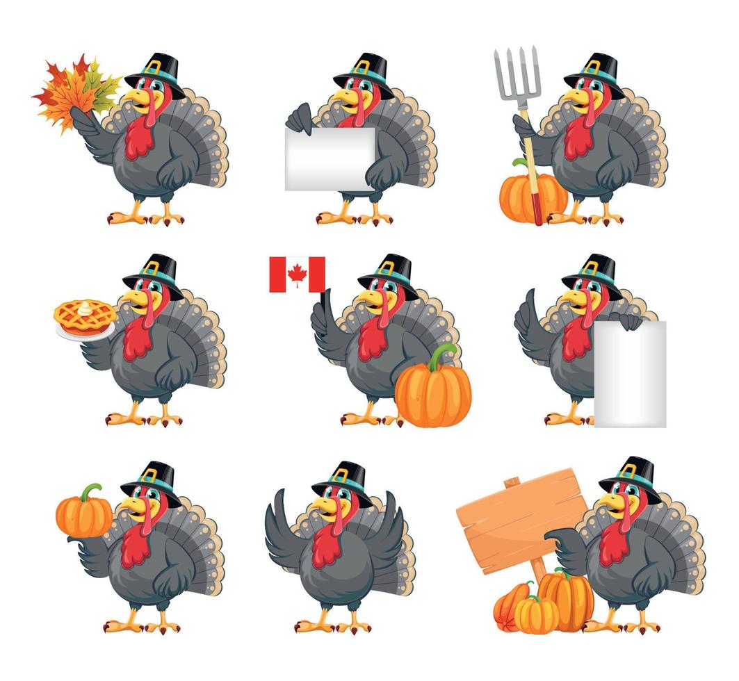 Happy Thanksgiving. Funny cartoon turkey bird vector