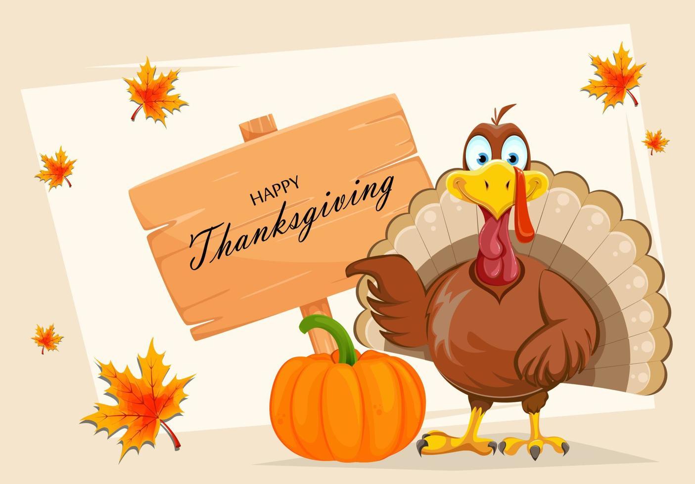 Happy Thanksgiving Day. Funny Turkey bird vector