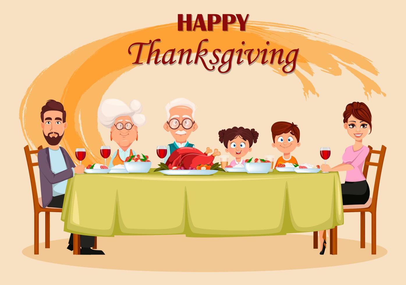 Happy Thanksgiving day. Happy family vector