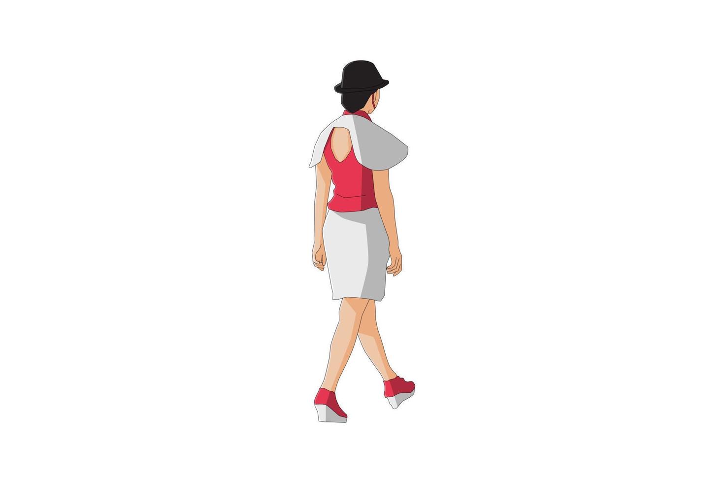 Vector illustration of elegant women walking