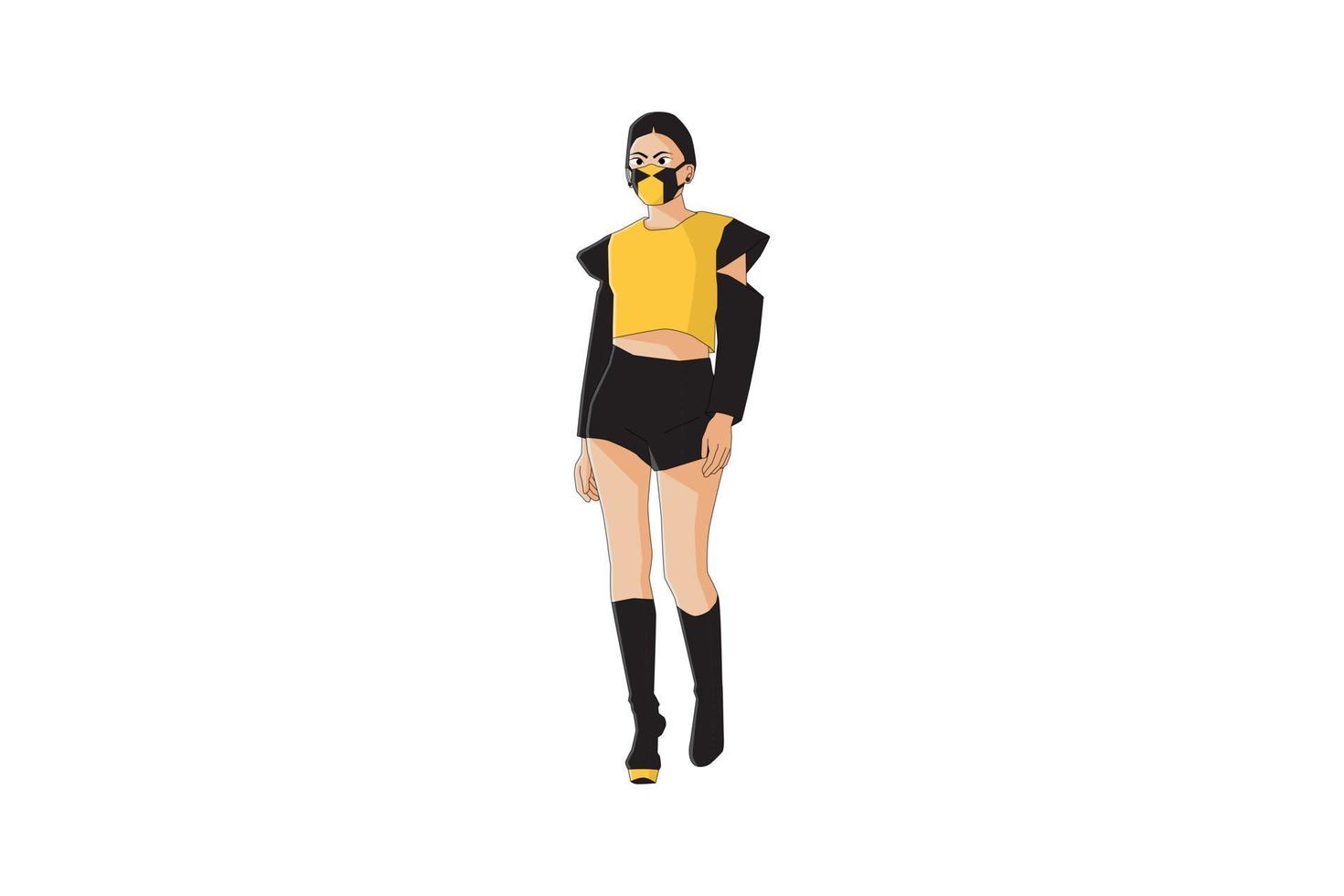 Vector illustration of fahionable women walking