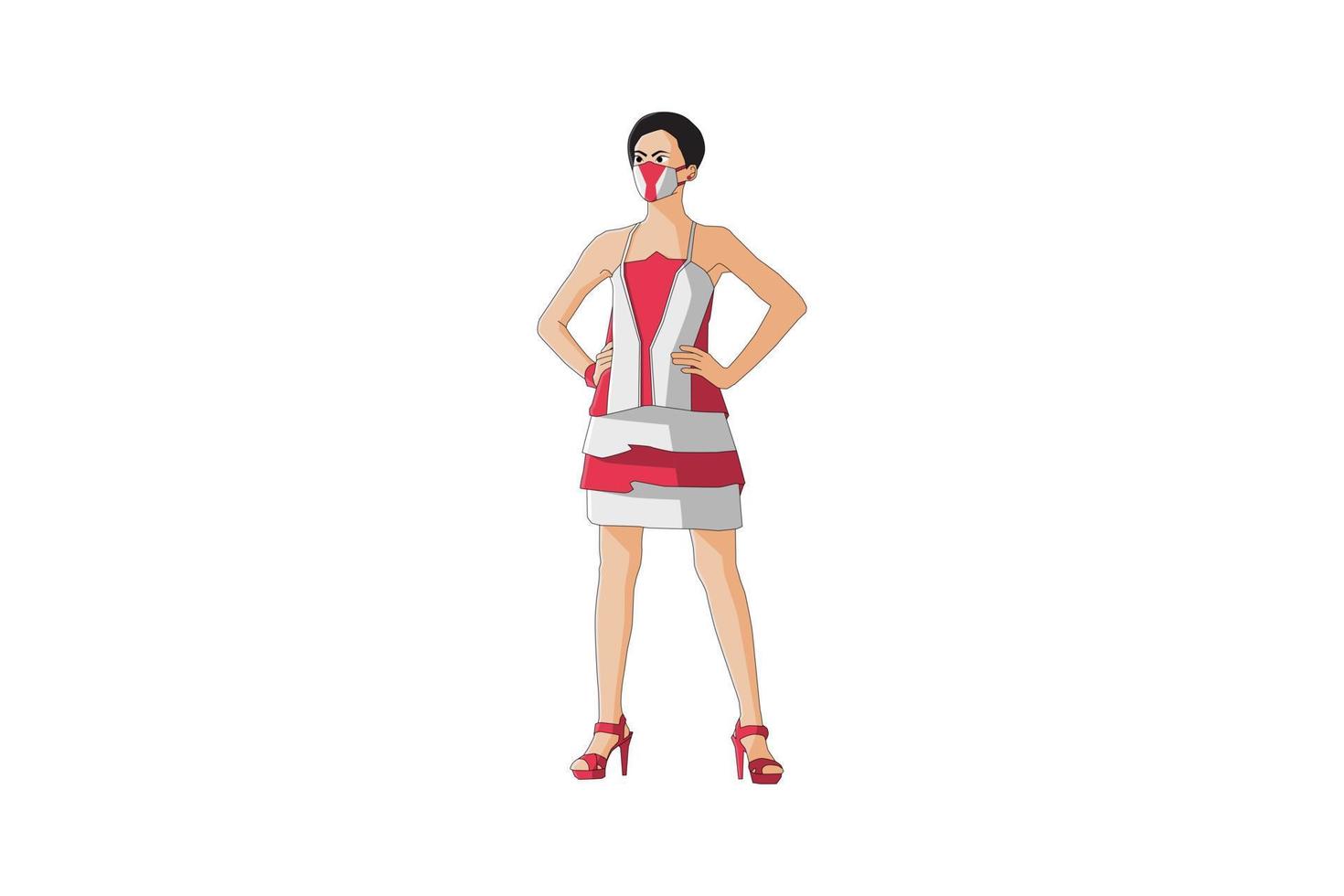 Vector illustration of elegant women posing