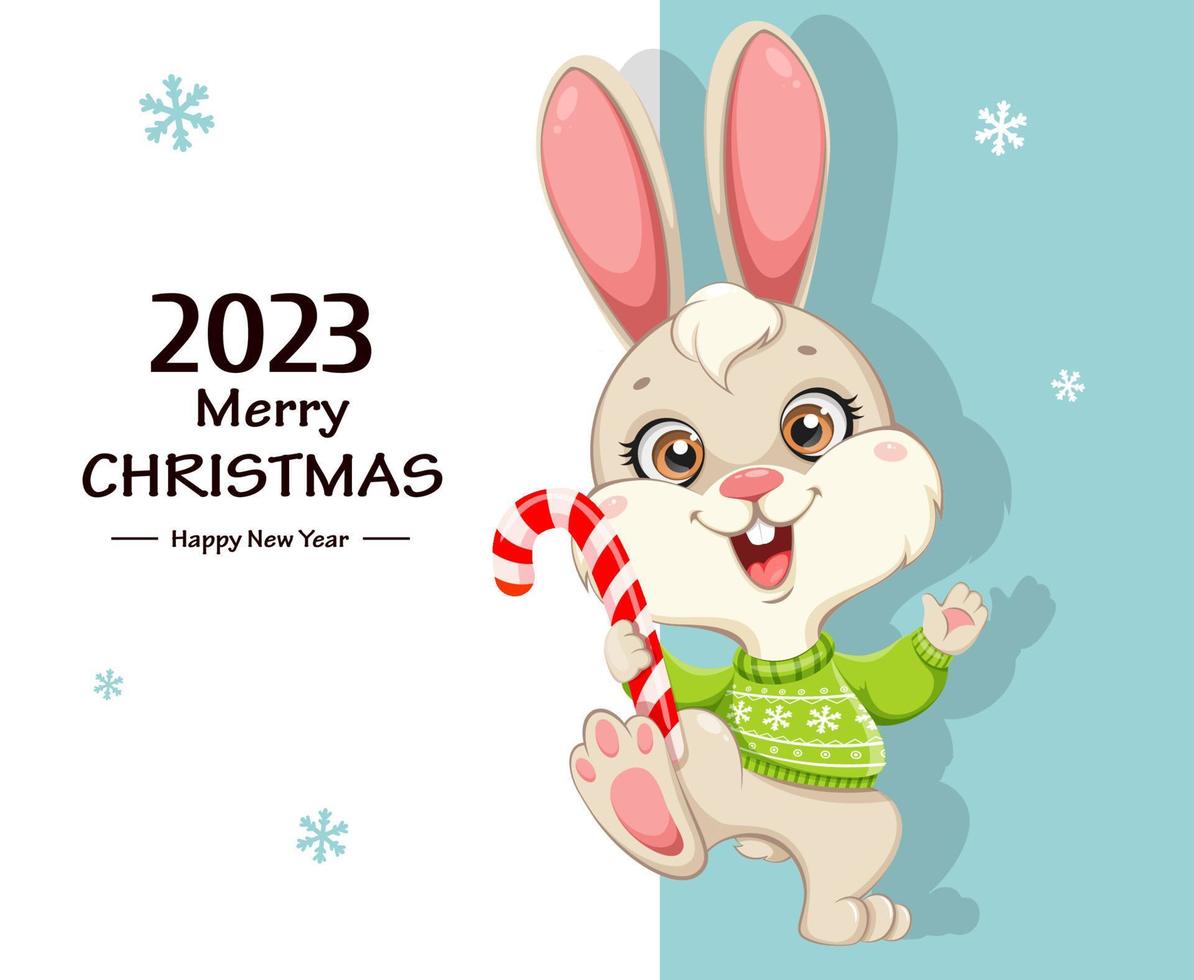 Cute Rabbit cartoon character. Funny bunny vector