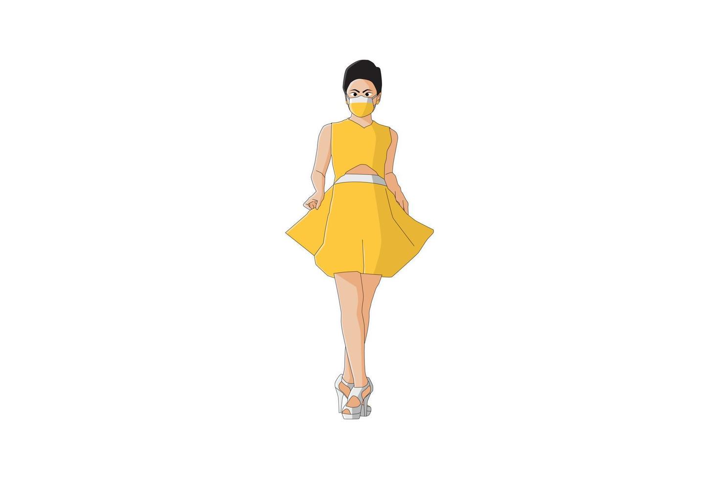 Vector illustration of elegant women posing